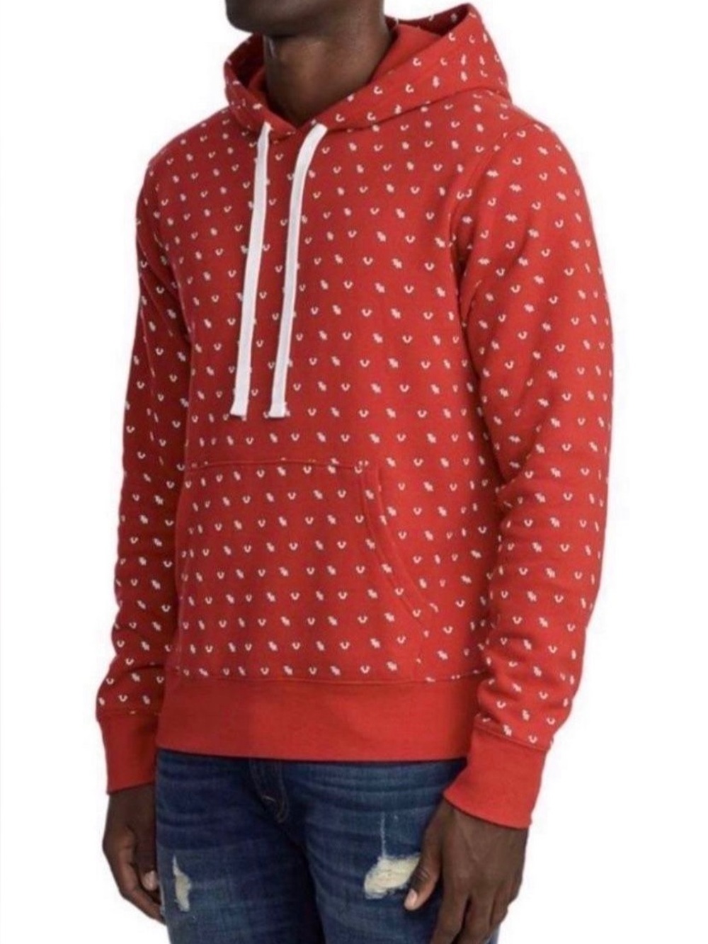True Religion World Tour All-Over Monogram Logo Print Hoodie